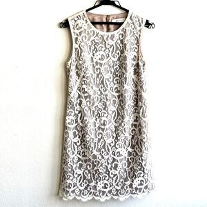 Ann Taylor Loft White Floral Lace Sleeveless Sheath Dress